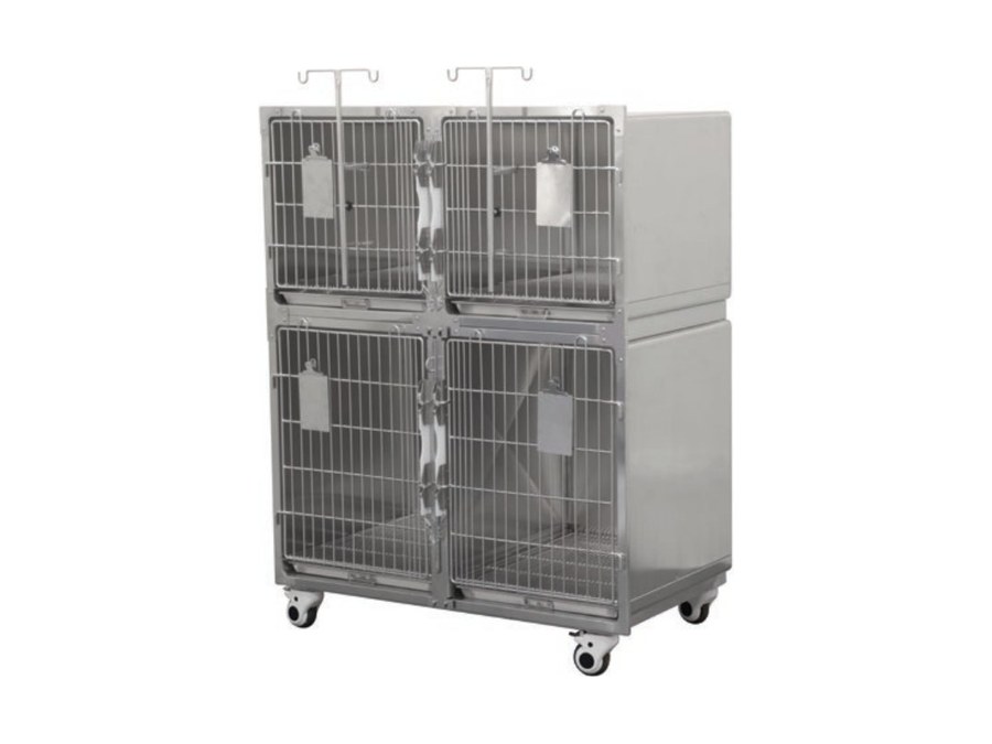 Pet hospital cage, four compartment, tall